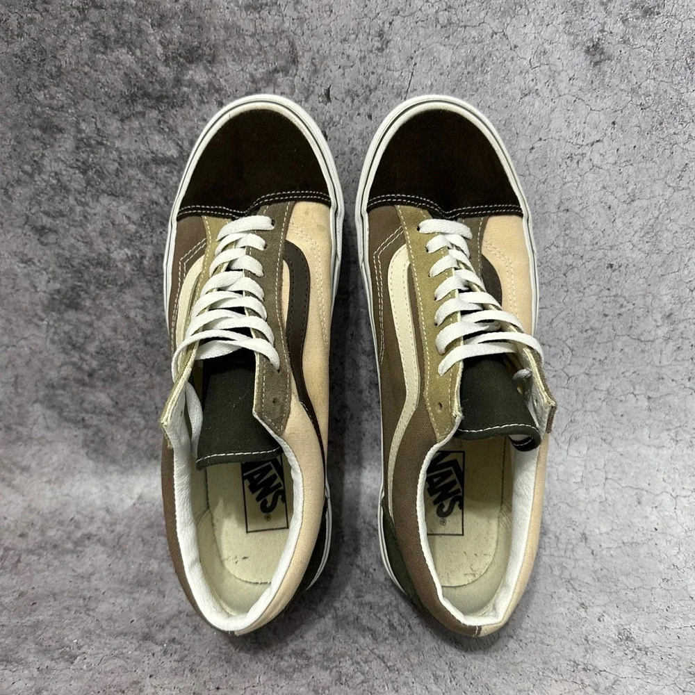 Vans Style 36 Mens 9 Color Block Demitasse Brown Green Mismatched Suede